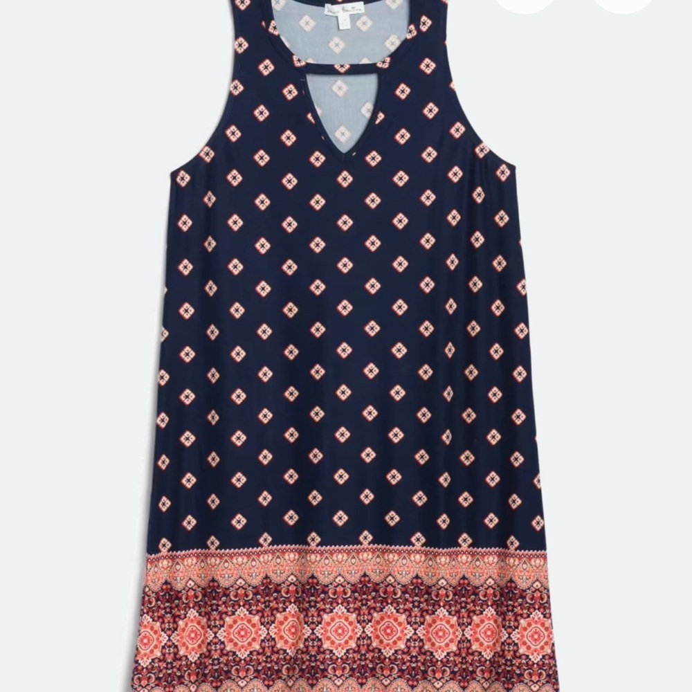 Brittan Renata Navy Sleeveless Dress with Red Pattern - Picture 3 of 6